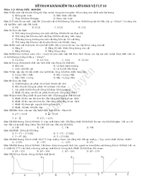 Đề tham khảo kiểm tra giữa học kì II Vật lí lớp 10